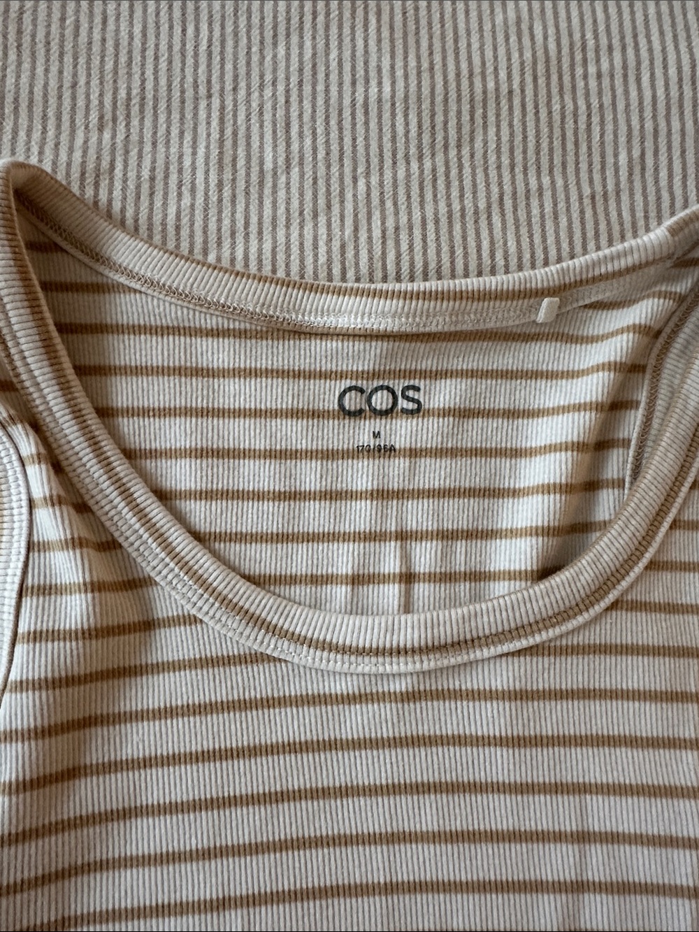 COS Striped Cream and Tan Ribbed Tank - Picture 2 of 3